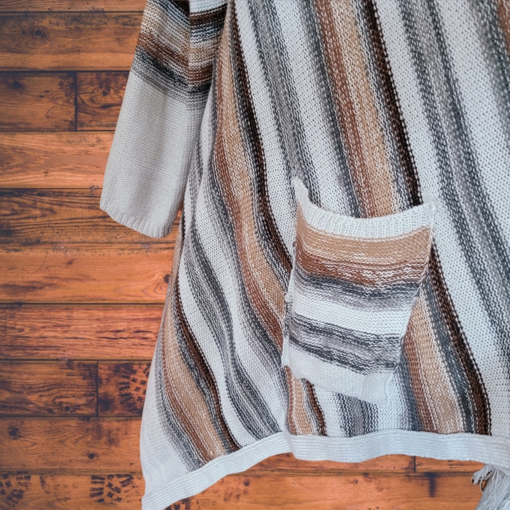 Women's Poof! Open Cardigan With Fringe Sz L - Picture 2 of 5